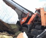 old 110459 В Рузаевском районе МАЗ протаранил самосвал, строительный вагончик и каток – пострадали 8 человек