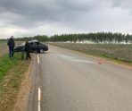 old 110474 В Лямбирском районе иномарка перевернулась на обочине
