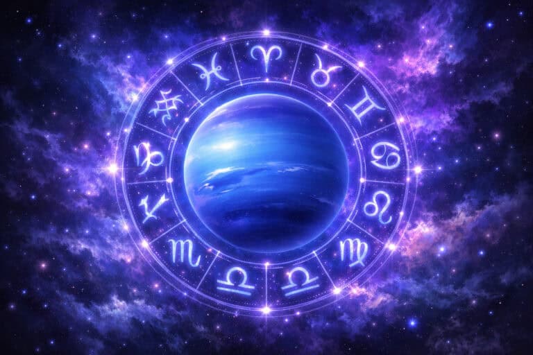 firefly gpt image neptune planet in deep space zodiac wheel glowing around it mystical blue and viole 94474 Гороскоп на четверг 2 апреля для всех знаков зодиака